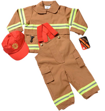 Laden Sie das Bild in den Galerie-Viewer, Aeromax Jr. Feuerwehrmann-Anzug Beige mit bestickter Mütze Größe 18 Monate