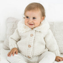 Load image into Gallery viewer, Huggalugs Fur Collar Natural Cardigan
