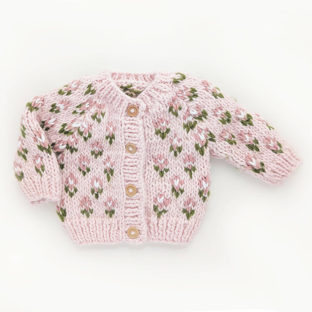 Huggalugs Bitty Blooms Blush Cardigan Sweater for Baby & Toddler Size 0-6m