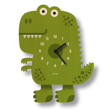 Load image into Gallery viewer, Popclox Dinosaur Pendulum Clock - Wood
