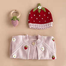 Load image into Gallery viewer, The Blueberry Hill Addie Strawberry Beanie – 100% Cotton Baby Hat
