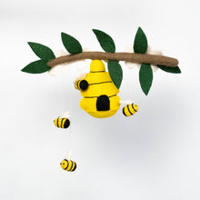 Load image into Gallery viewer, The Winding Road Baby Mobile - Bee Hive and Honey Bees - Nursery Decor
