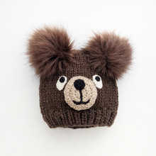 Load image into Gallery viewer, Huggalugs Brown Bear Knit Beanie Hat
