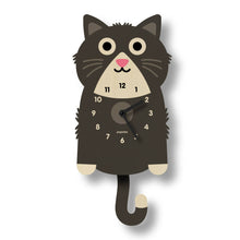 Load image into Gallery viewer, Popclox Kitten Pendulum Clock - Wood
