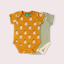 Load image into Gallery viewer, Little Green Radicals Summer Pears Organic Baby Bodysuit 2 Pack
