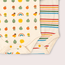 Laden Sie das Bild in den Galerie-Viewer, Little Green Radicals Bio-Babybody "Vintage Rainbows", 2er-Pack

