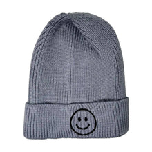 Load image into Gallery viewer, Smiley Face Knit Beanie – Fun &amp; Stretchy for Kids &amp; Teens
