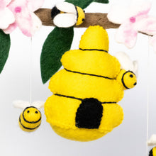 Load image into Gallery viewer, The Winding Road Baby Mobile - Bee Hive and Honey Bees - Nursery Decor
