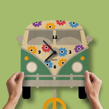 Load image into Gallery viewer, Popclox Peace Bus Pendulum Clock - Wood
