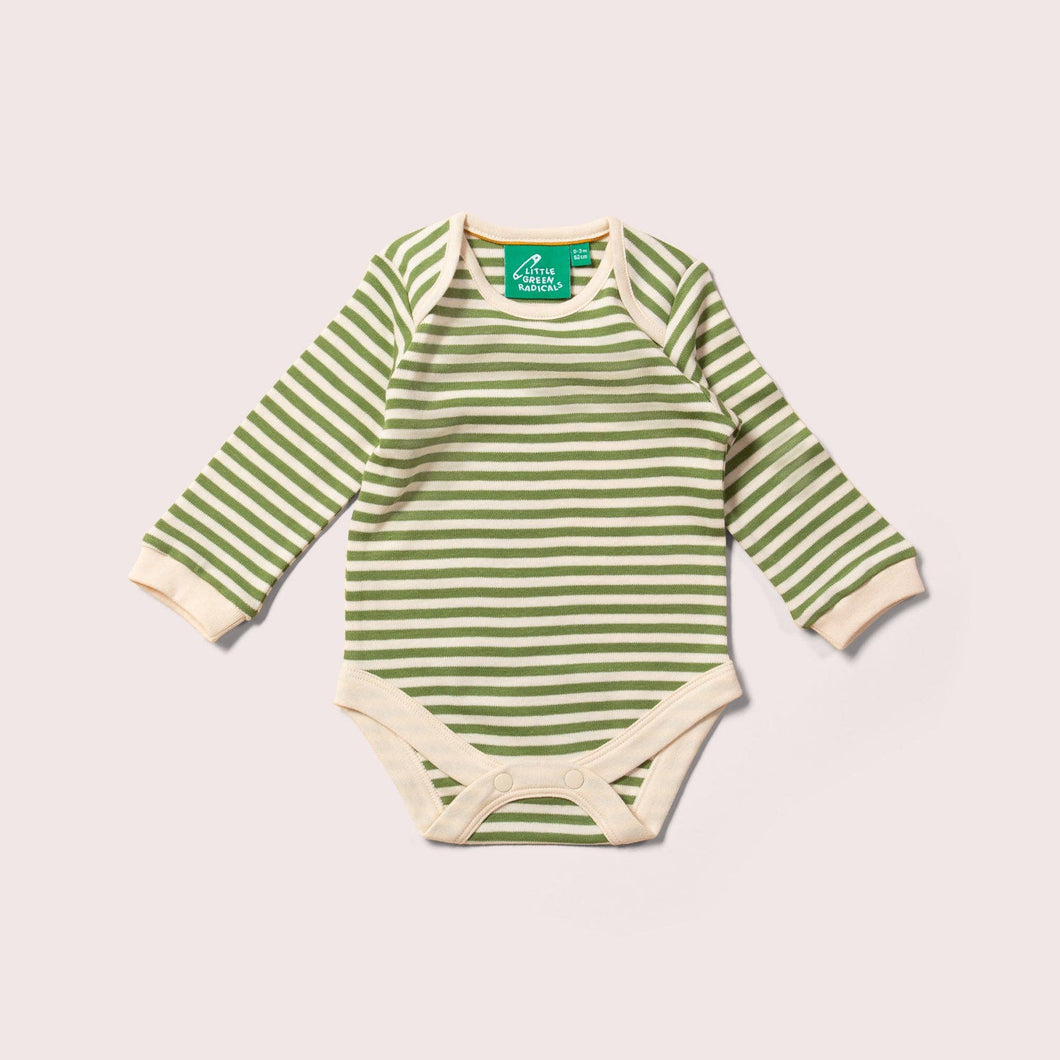 Little Green Radicals Green Stripped Onesie