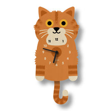 Load image into Gallery viewer, Popclox Kitten Pendulum Clock - Wood
