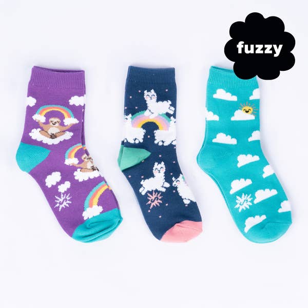 Laden Sie das Bild in den Galerie-Viewer, Sock It to Me Faultier Träume Junior Crew Socken 3er-Pack
