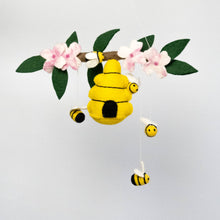 Load image into Gallery viewer, The Winding Road Baby Mobile - Bee Hive and Honey Bees - Nursery Decor
