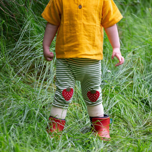 Little Green Radicals Strawberries Knee Patch Striped Joggers