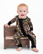 Load image into Gallery viewer, Jammie Session Mystic Mushrooms Ruffle Bamboo Baby Romper
