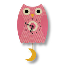 Load image into Gallery viewer, Popclox Owl Pendulum Clock - Wood
