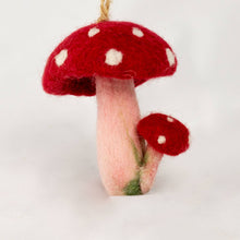 Load image into Gallery viewer, The Winding Road Ornament - Felt Red Spotted Mushroom
