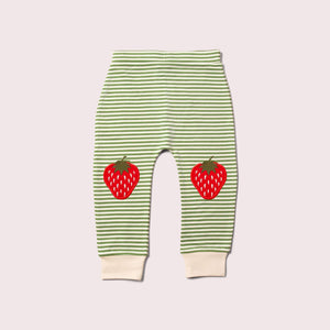 Little Green Radicals Strawberries Knee Patch Striped Joggers