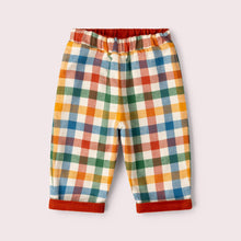 Laden Sie das Bild in den Galerie-Viewer, Little Green Radicals Golden Rainbow Check Reversible Trousers

