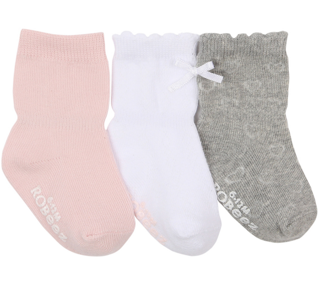 Robeez Girly Girl Basics Pink Socks 3 Pack Size 0-6m
