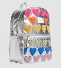 Load image into Gallery viewer, State Bags Metallic Kane Kids Double Pocket Fuzzy Hearts
