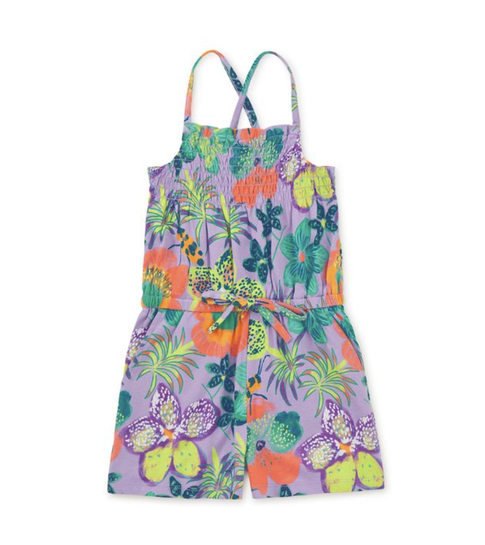 Tea Collection Smocked Sleeveless Romper Hanging Flowers Of Malindi