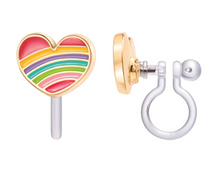 Load image into Gallery viewer, Girl Nation Clip On Cutie Earrings - Rainbow Heart
