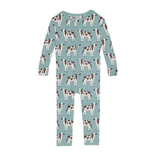 Load image into Gallery viewer, Kickee Pants Print Convertible Sleeper with Zipper in Jade Cows 👉 ONLINE ONLY

