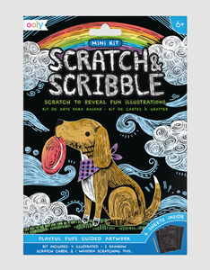 Ooly Mini Scratch & Scribble Art Kit:Playful Pups 7pc Set