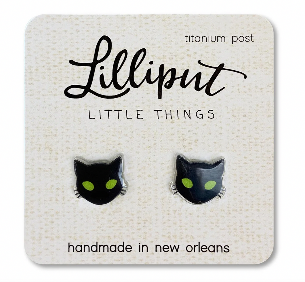 Lilliput Little Things Spooky Black Cat Earrings