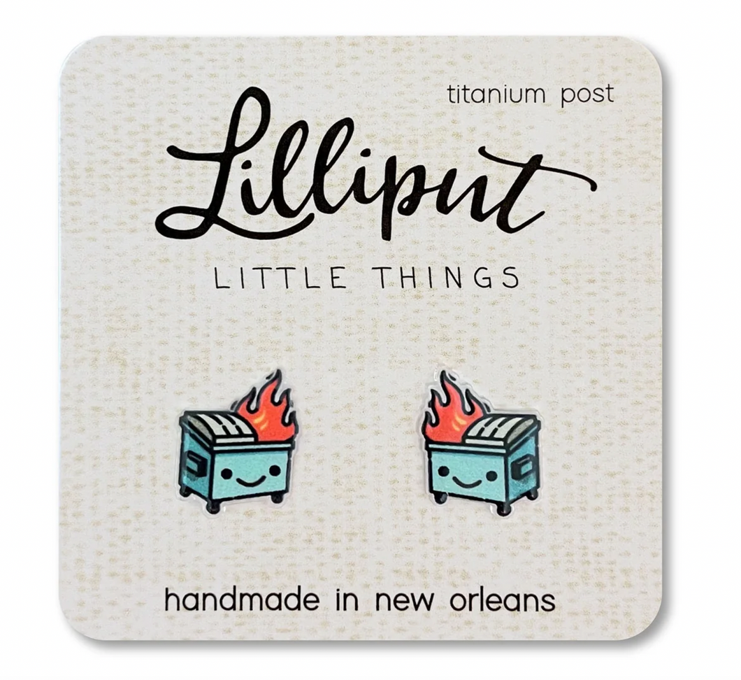Lilliput Little Things Kawaii Dumpster Fire Earrings
