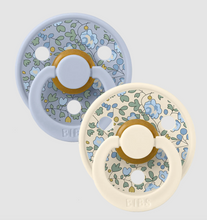 Load image into Gallery viewer, Bibs x Liberty Colour Round Pacifier 2 Pack Eloise Dusty Blue Mix Size 2
