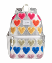Load image into Gallery viewer, State Bags Metallic Kane Kids Double Pocket Fuzzy Hearts

