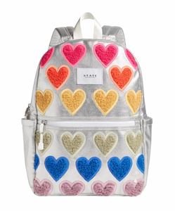 State Bags Metallic Kane Kids Double Pocket Fuzzy Hearts