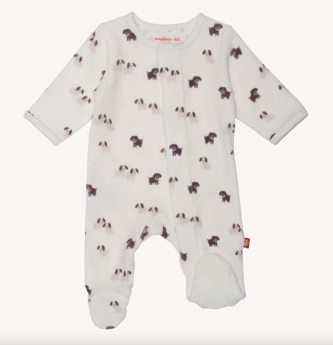 Magnetic Me Puppy Love Velour Footie Size Newborn