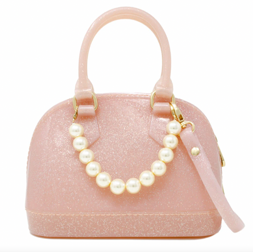 Zomi Gems Jelly Bowling Crossbody Handbag With Pearls Pink