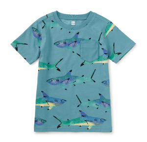 Tea Collection Printed Pocket Tee Painted Shark