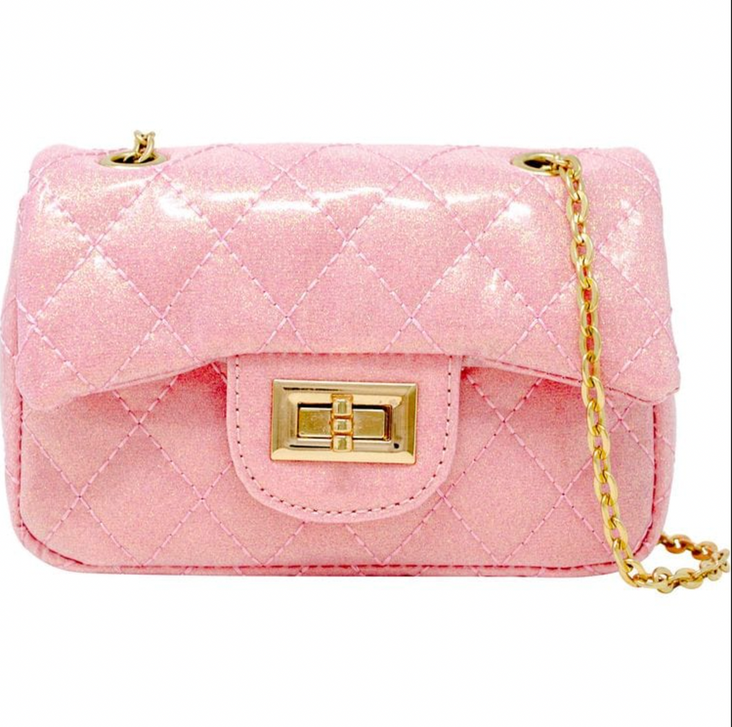 Zomi Gems Classic Quilited Sparkle Mini Purse Pink Lemonade