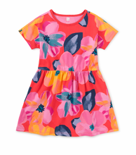 Load image into Gallery viewer, Tea Collection Short Sleeve Twirl Dress Large Tropical Floral
