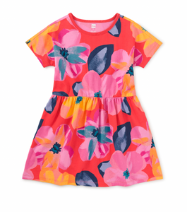 Tea Collection Short Sleeve Twirl Dress Large Tropical Floral