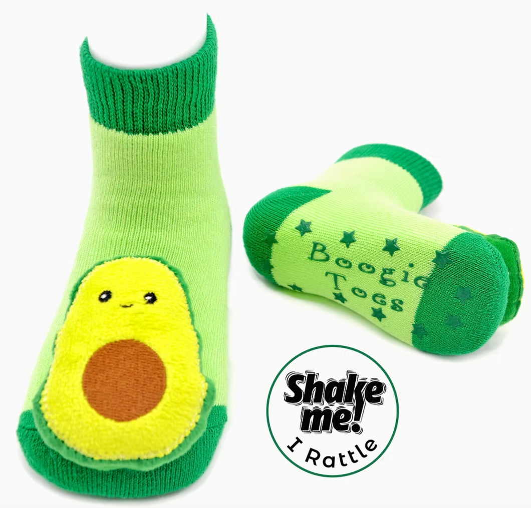 Boogie Toes Little Avocado Non-Slip Rattle Socks