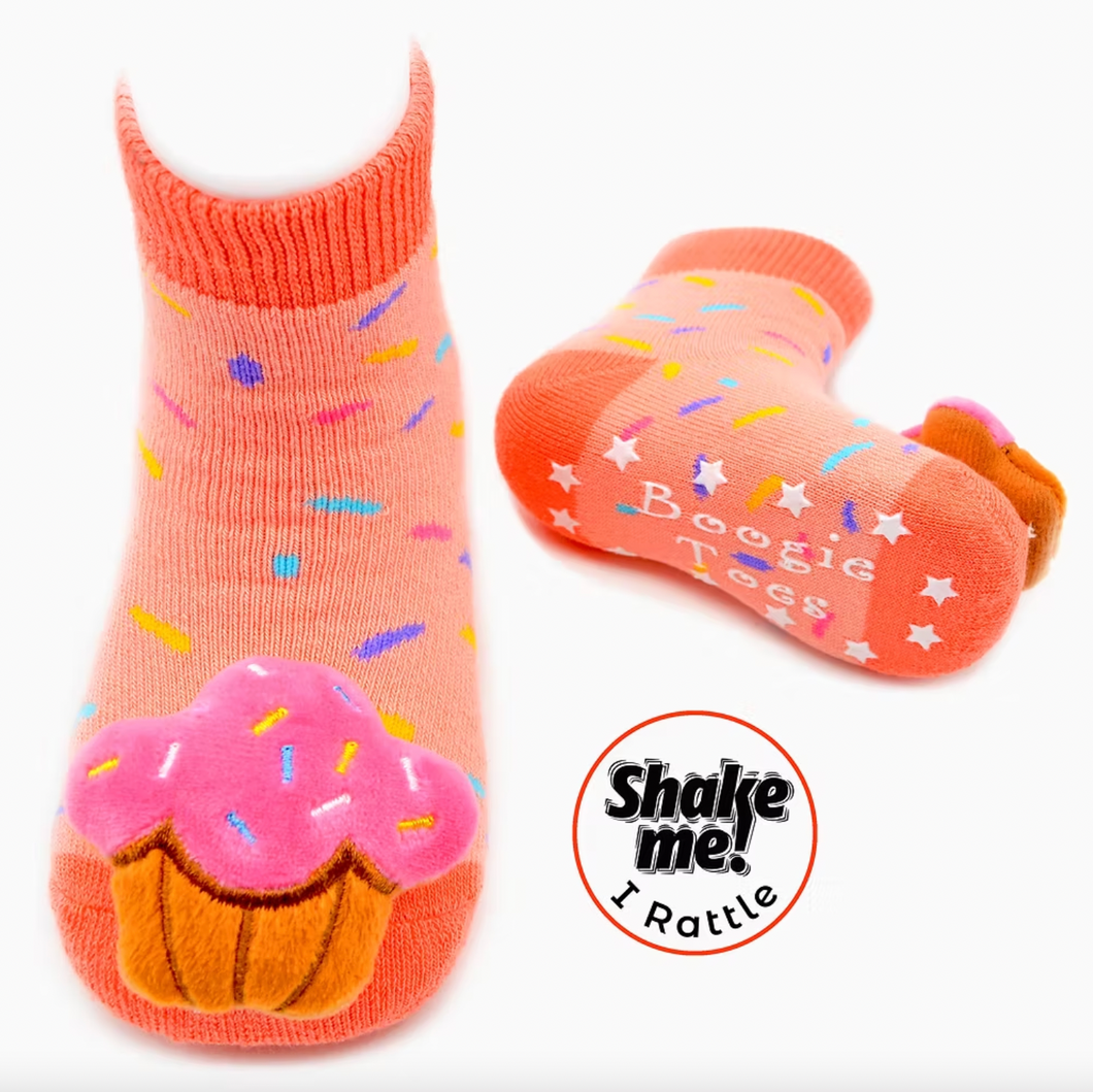 Boogie Toes Sweet Cupcake Non-Slip Rattle Socks