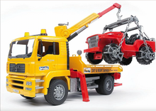 Load image into Gallery viewer, Bruder Man TGA Tow Truck with Cross Country Vehicle
