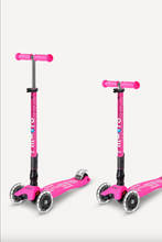 Laden Sie das Bild in den Galerie-Viewer, Micro Kickboard Maxi Deluxe Faltbar LED Rosa
