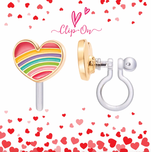 Girl Nation Clip On Cutie Earrings - Rainbow Heart