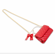 Load image into Gallery viewer, Zomi Gems Quilted Pearl Handle Bow Ribbon Handbag - Red
