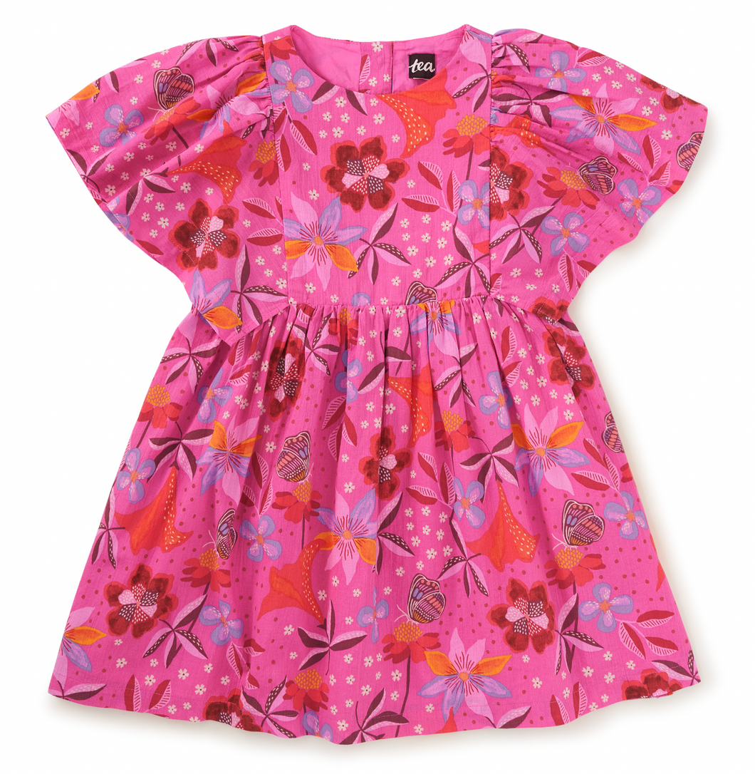 Tea Collection Butterfly Sleeve Twirl Dress Brazilian Painted Floral