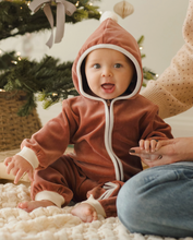 Load image into Gallery viewer, Quincy Mae Velour Zip Jumpsuit Cranberry
