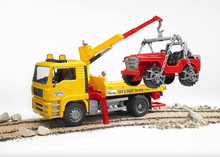 Load image into Gallery viewer, Bruder Man TGA Tow Truck with Cross Country Vehicle
