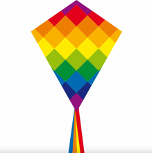 Load image into Gallery viewer, Ecoline Kids Rainbow Patchwork Diamond Kite 28" Ripstop Beach Kite
